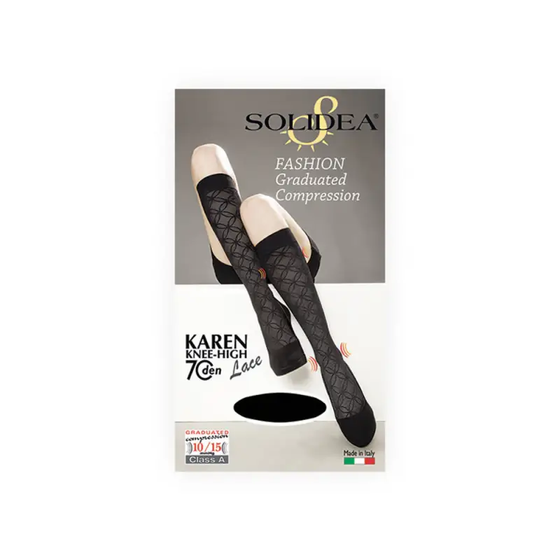 Karen Lace Knee High Gambaletti 70Den Compressione 10 15mmHg 2M Nero