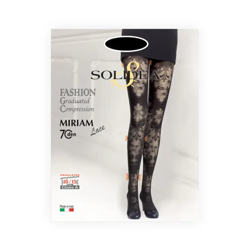 Miriam Lace Collant Pizzo 70Den Class A Compressione 10 15mmHg 4XL Nero