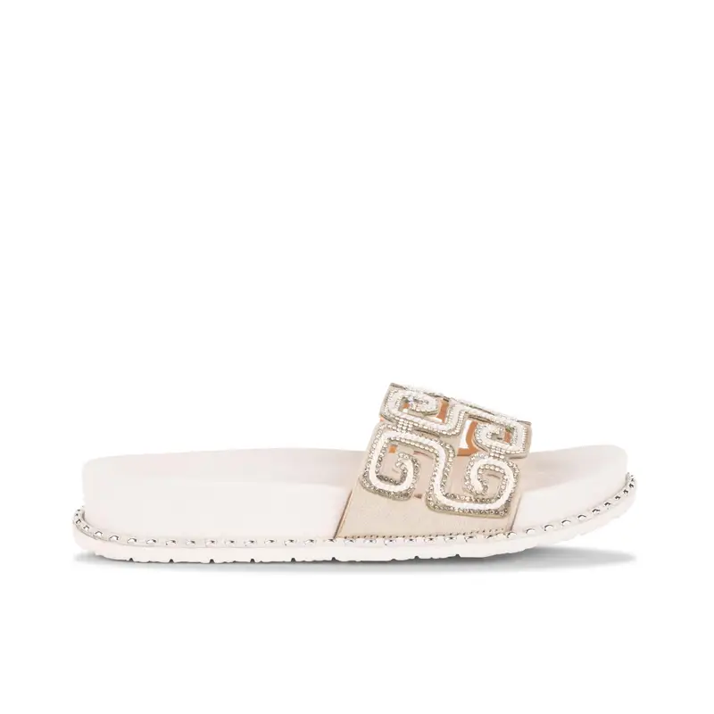 Ciabatte bianche mare da donna in gomma con dettaglio strass