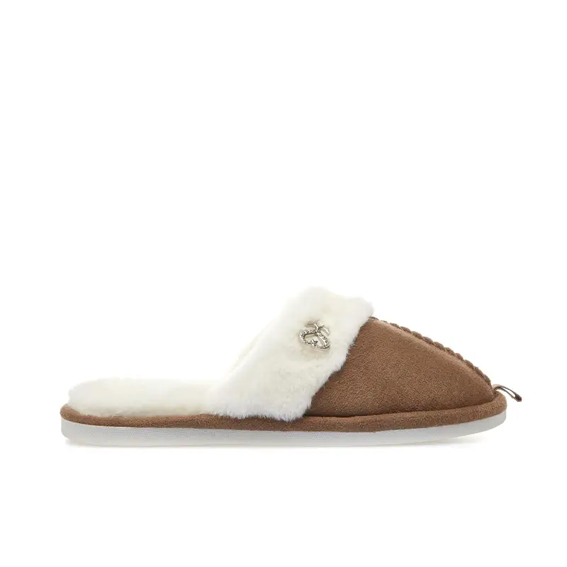 Ciabatte da casa marroni con peluche