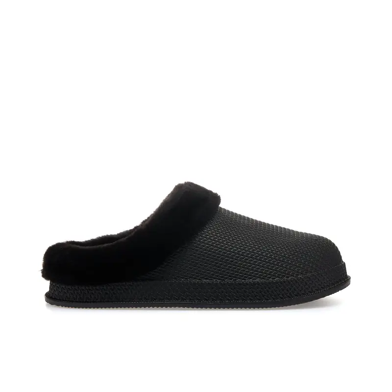 Ciabatte da casa nera con peluche