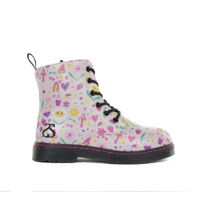 Anfibi rosa da bambina con disegni multicolor