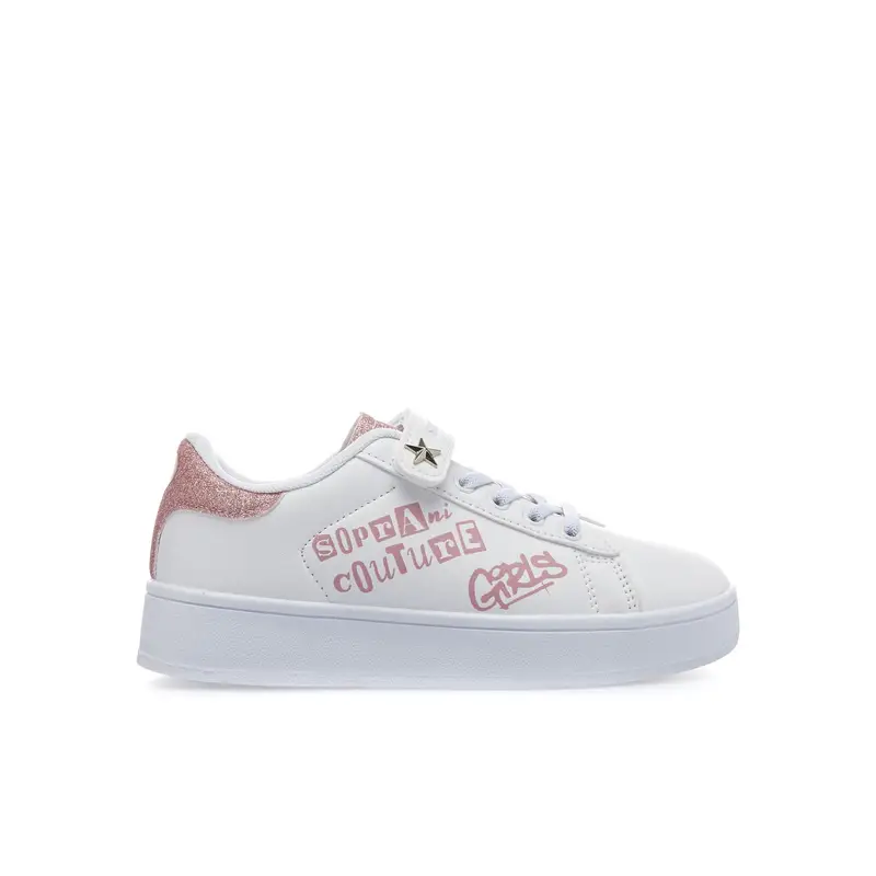 Sneakers bianche con strappo e scritte da bimba