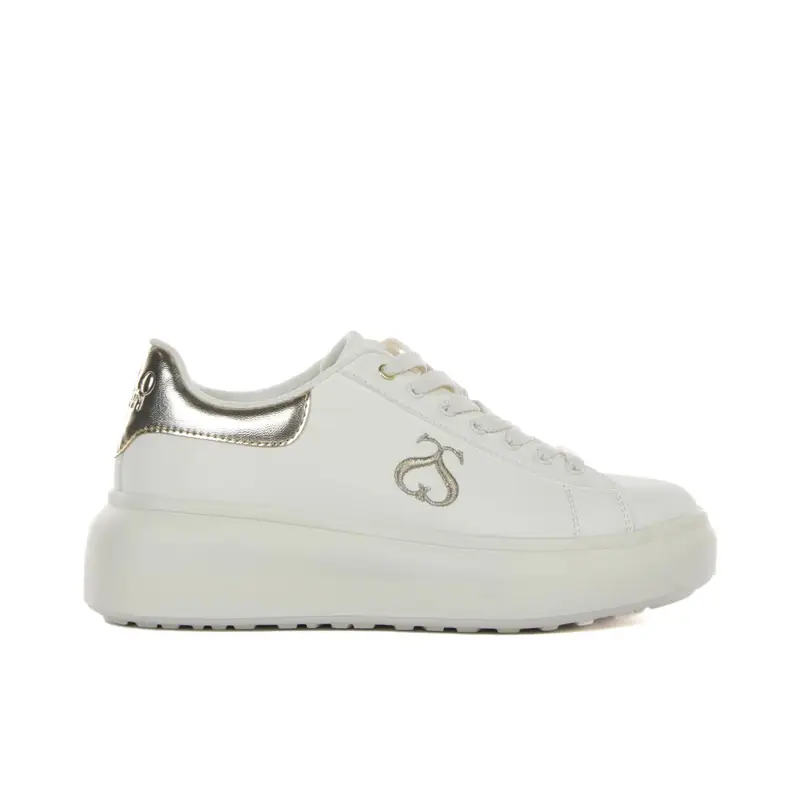 Sneakers bianche con suola platform e logo laterale