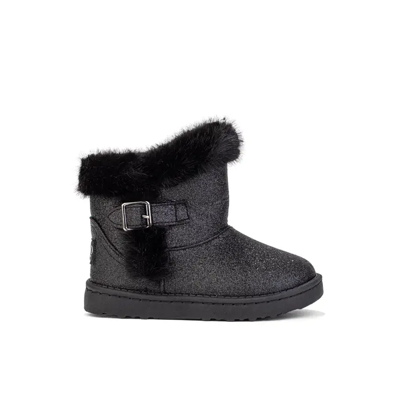 Stivaletti bimba neri glitterati con peluche