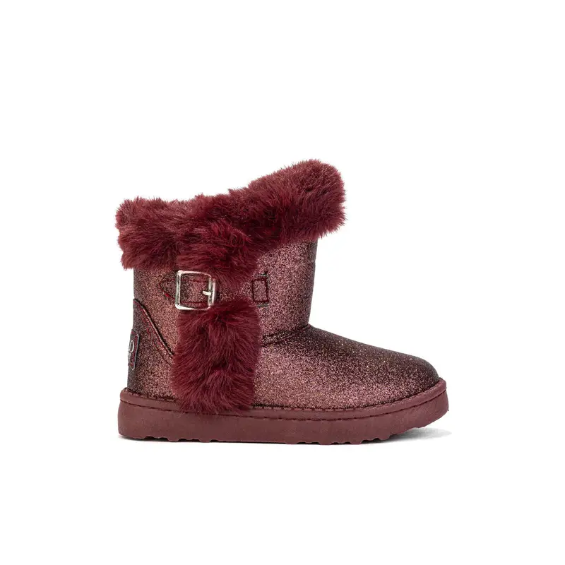 Stivaletti bimba rossi glitterati con peluche