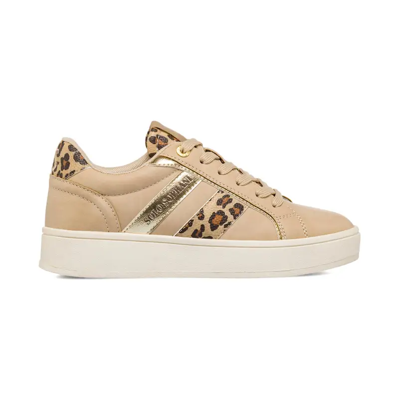 Sneakers beige da donna con dettagli animalier