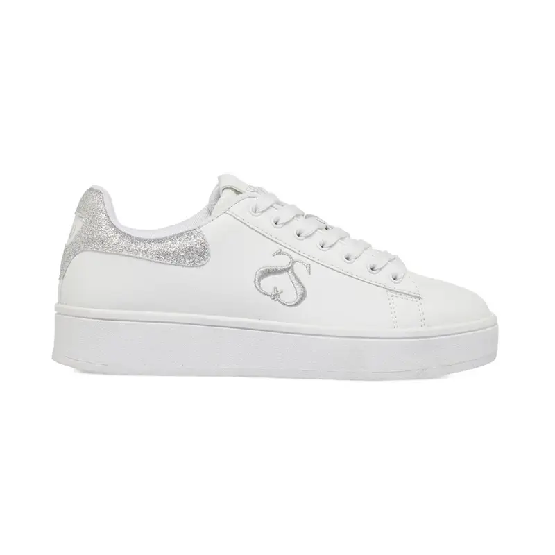 Sneakers bianche da donna con dettagli glitter