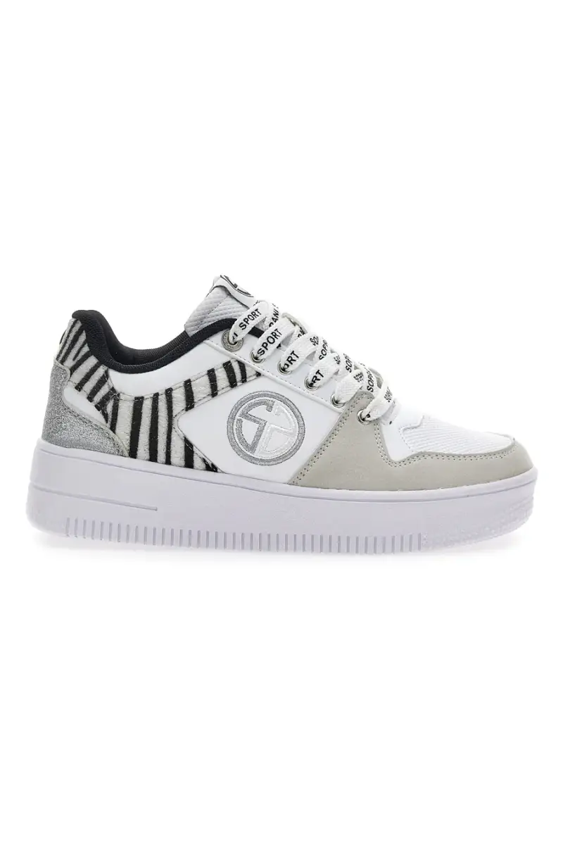 Sneakers Flatform Soprani Alex Bianche Animalier [WHITE
