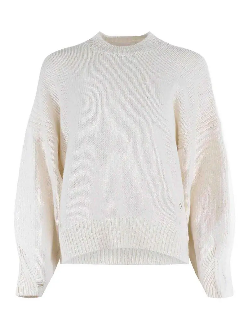 Maglione di lana bianca e miscela di cashmere Beige