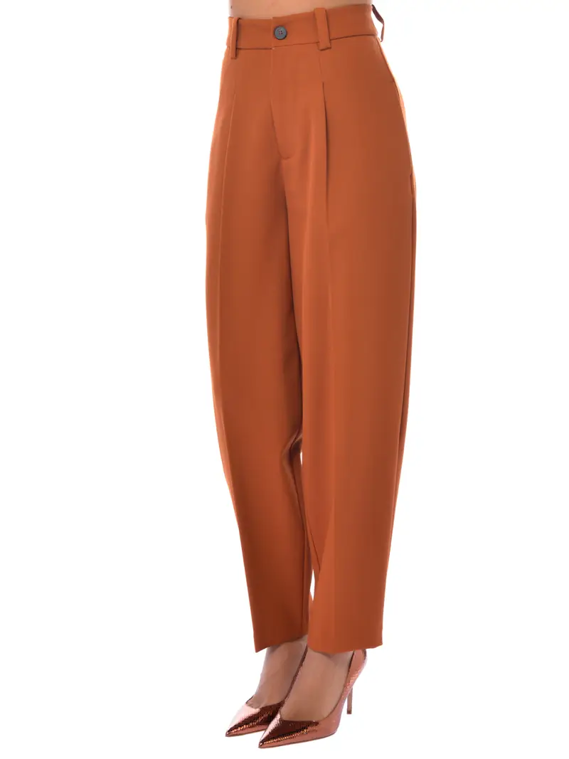 pantalone da donna Solotre baggy con pinces MARRON