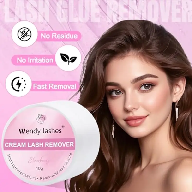 Solvente per Extension Ciglia 10g Rimuovi Ciglia Ad Azione Delicata E Rapida, Sicuro per Gli Occhi Sensibili, Rimuovi Colla per Ciglia per Extension(Rosa - Sapore Di Fragola) miniatura 3