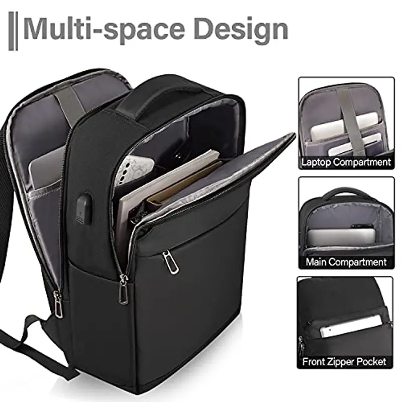 SONAMBULO Zaino Porta PC, Zaino Uomo Zaino per PC Portatile con Caricatore USB, Zaino per Laptop da 15.6 Pollici Notebook, Zaino per Computer, Zaino Impermeable da Lavoro Uomo per Scuola, Lavoro o Viaggio miniatura 3