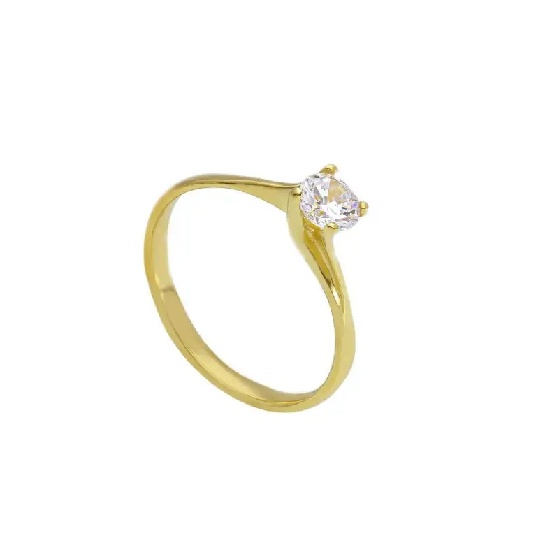 Anello Solitario In Oro Giallo 9 Ct Con Zirconia Cubica - Songa Antonio