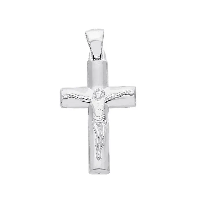 Ciondolo Croce Con Cristo In Oro Bianco 18 Ct - Songa Antonio
