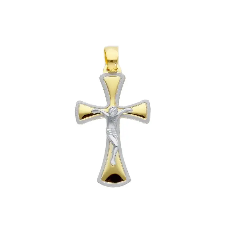 Croce Con Cristo In Oro Giallo E Bianco - Songa Antonio Gioielli