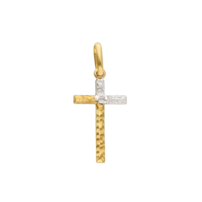 Croce In Oro Giallo E Bianco 0 76G - Songa Antonio Gioielli