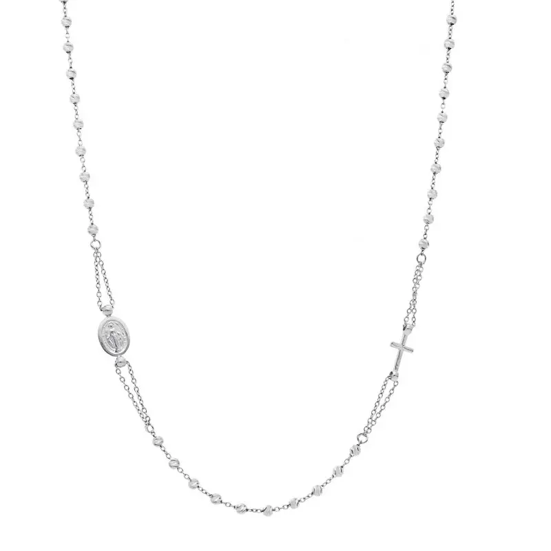 Rosario Collana In Oro Bianco 18 Ct 45Cm - Songa Antonio