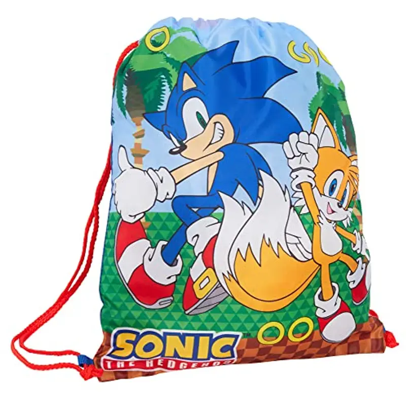 Sonic The Hedgehog Borsa con coulisse Gamer PE Kit Borsa da palestra Ragazzi Trainer Borsa da nuoto Zaino da scuola per