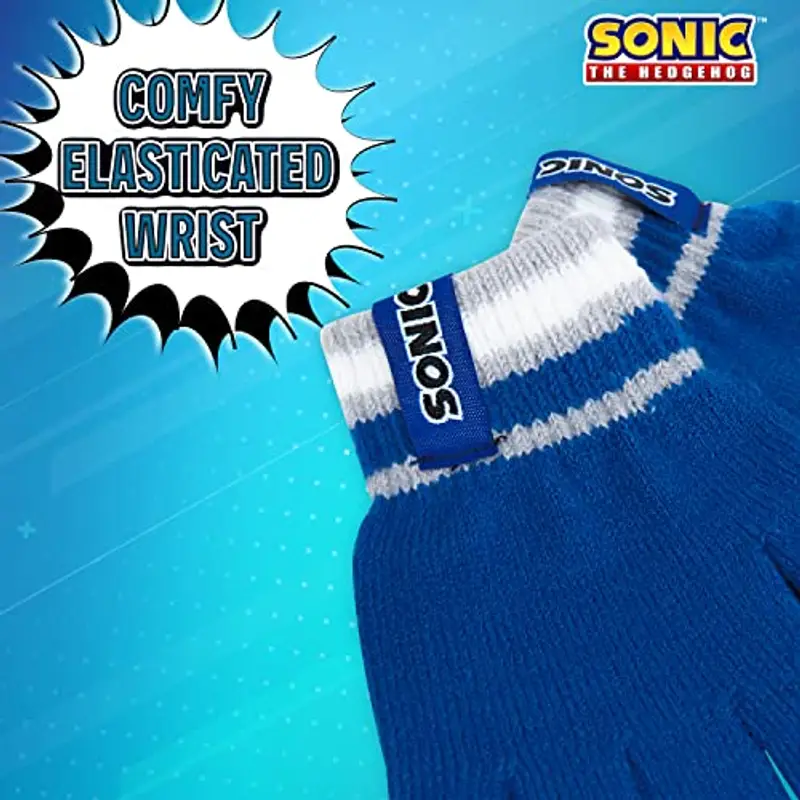 Sonic the Hedgehog Cappello Bambino, Set Invernale Cappello Sciarpa e Guanti (4-15 anni, Multicolore 3 Pezzi) miniatura 3