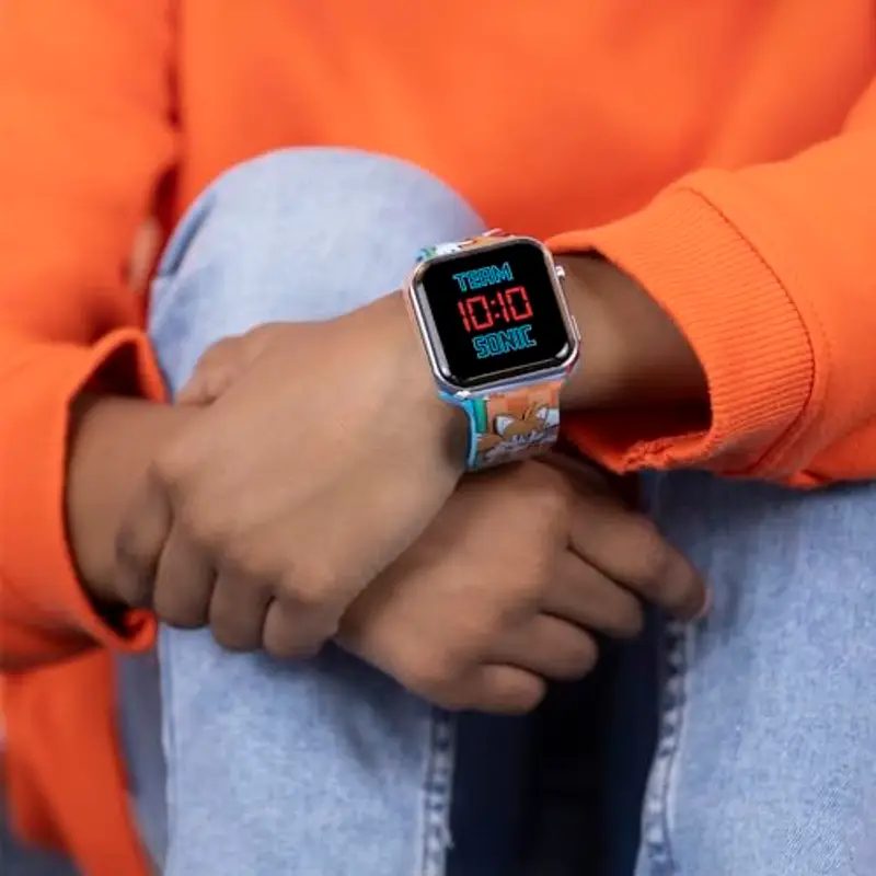 Sonic The Hedgehog SNC4322M - Orologio da polso a LED, con cinturino arancione, per bambini, Blu, Moderno miniatura 3