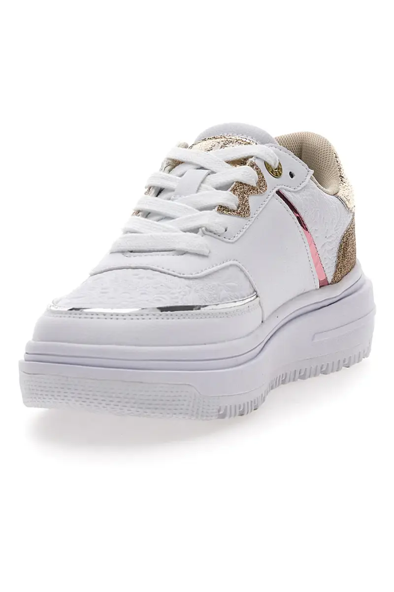 Sneakers Bianche e Oro Soprani City Pu Mirror Glitter [BIANCO] miniatura 3