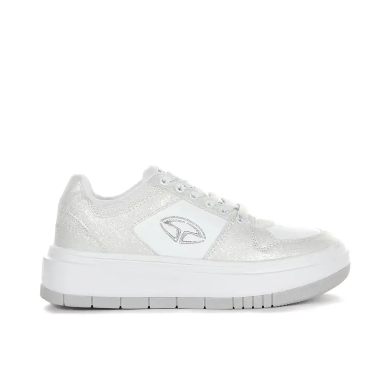 Sneakers argento con logo laterale e suola platform