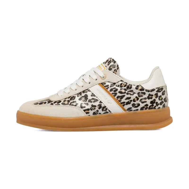 Sneakers beige da donna in stampa animalier