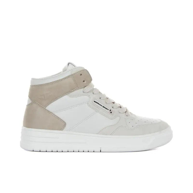 Sneakers bianche alte con lacci e logo