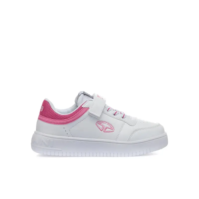 Sneakers bianche da ragazza con velcro e lacci