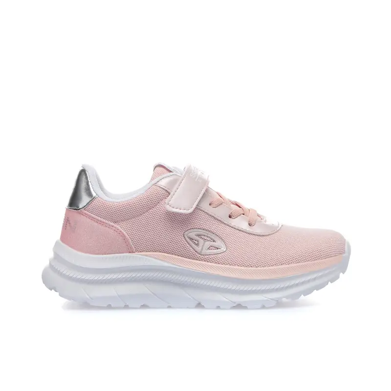 Sneakers rosa da ragazza con strappo e lacci elastici