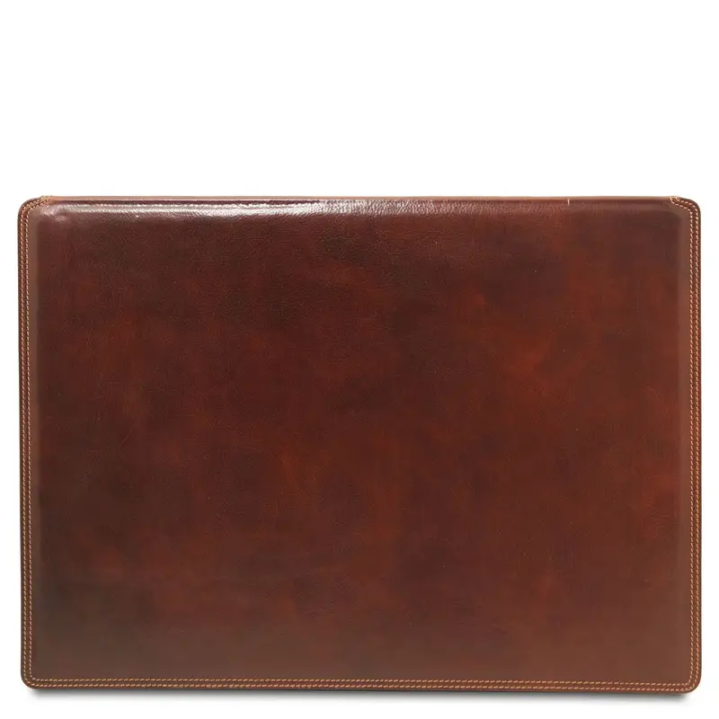 Sottomano da scrivania in pelle con ribalta Marrone