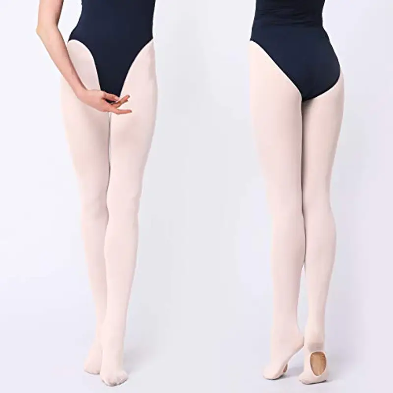 Soudittur Collant da Ballo Convertibili e Calzamaglie da Danza Classica Convertibile per Bambina Ragazze Donna in Rosa, 3 Paia, S (110-125 cm) miniatura 2