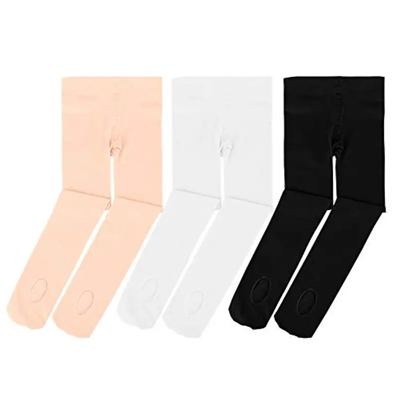 Soudittur Collant da Ballo Convertibili e Calzamaglie da Danza Classica Convertibile per Bambina Ragazze Donna in Rosa, Biano e Nero, S (110-125 cm)
