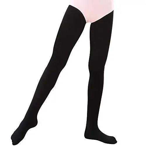 Soudittur Collant da Ballo e Calzamaglie da Danza Classica per Bambina Ragazze Donna in Nero, L