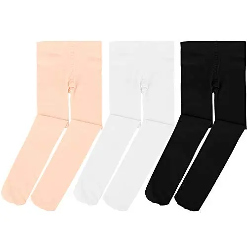 Soudittur Collant da Ballo e Calzamaglie da Danza Classica per Bambina Ragazze Donna in Rosa, Bianco e Nero, L