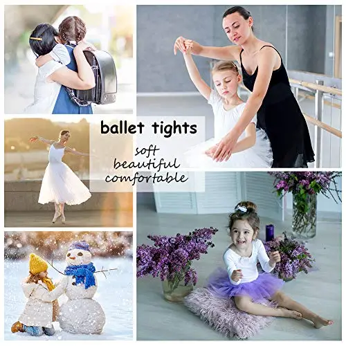 Soudittur Collant da Ballo e Calzamaglie da Danza Classica per Bambina Ragazze Donna in Rosa, Bianco e Nero, L miniatura 2