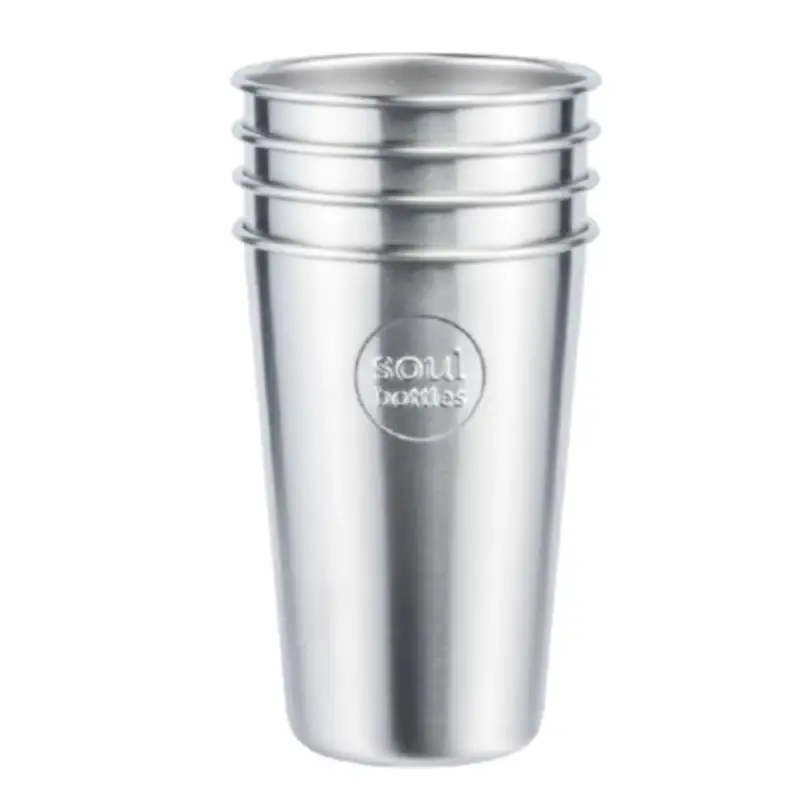 Soulcup Steel, Capacità 4x 0,4 l Bicchiere ecologico in acciaio