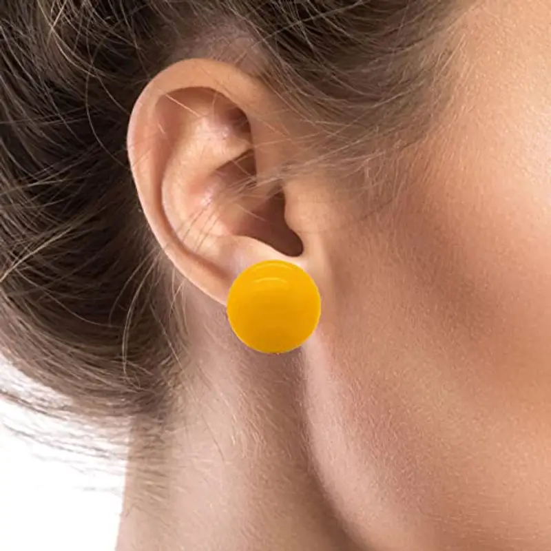 SoulCats 1 Paio di Orecchini a Clip in plastica di Colore Giallo miniatura 2