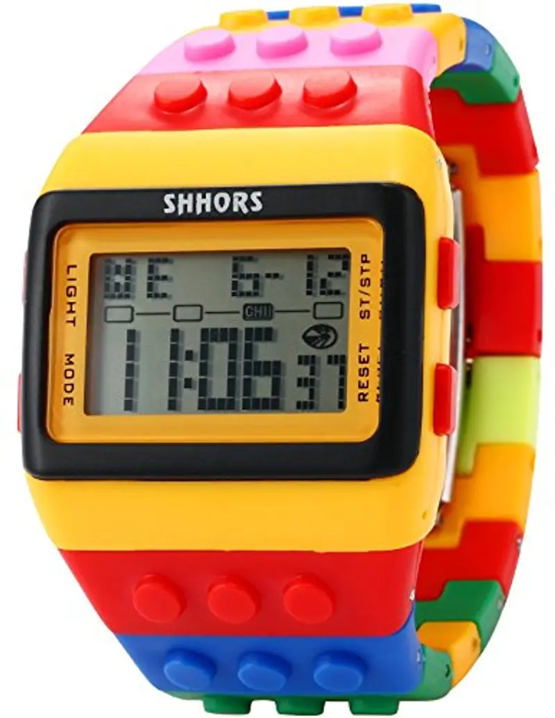 Sowatches Shhors LED091 - Orologio LED Rainbow creativo braccialetto in silicone schermo LCD sportivo, polso grande, per uomo donna bambino