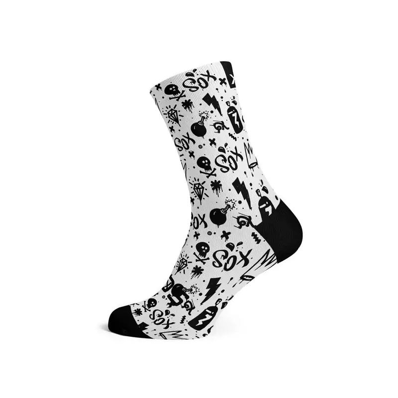Calze Ciclismo Doodle Bianco Uomo 38-42