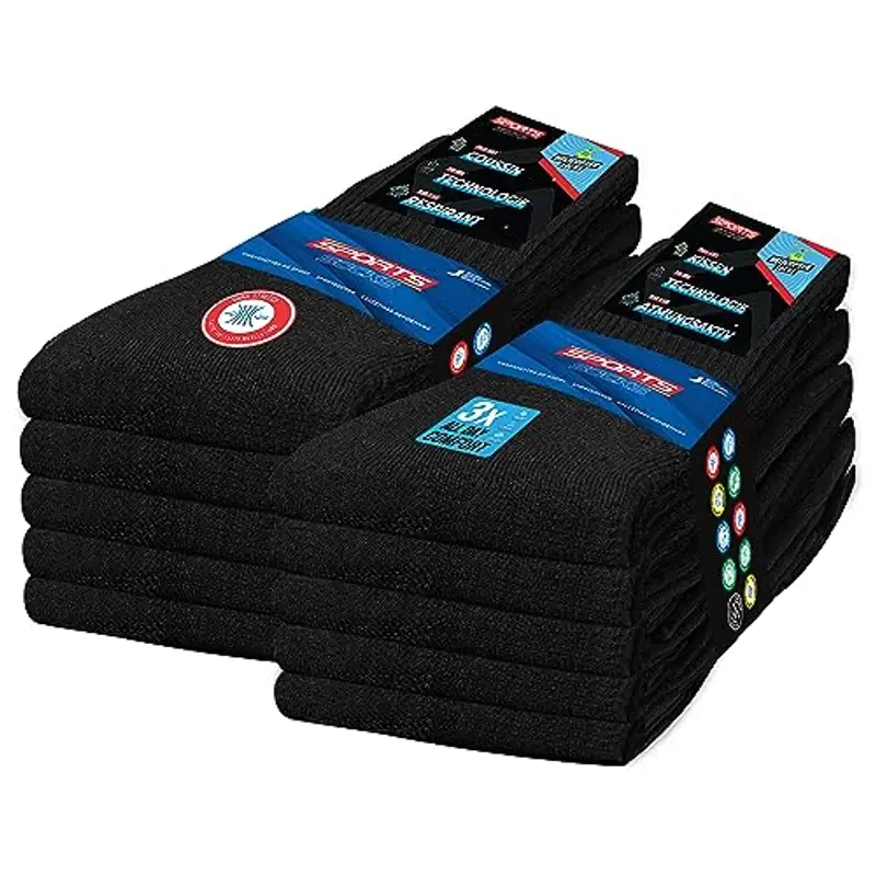 SOXCO 10 Paia Calzini Uomo Sportivi Spugna Running Trekking, Confezione da 10