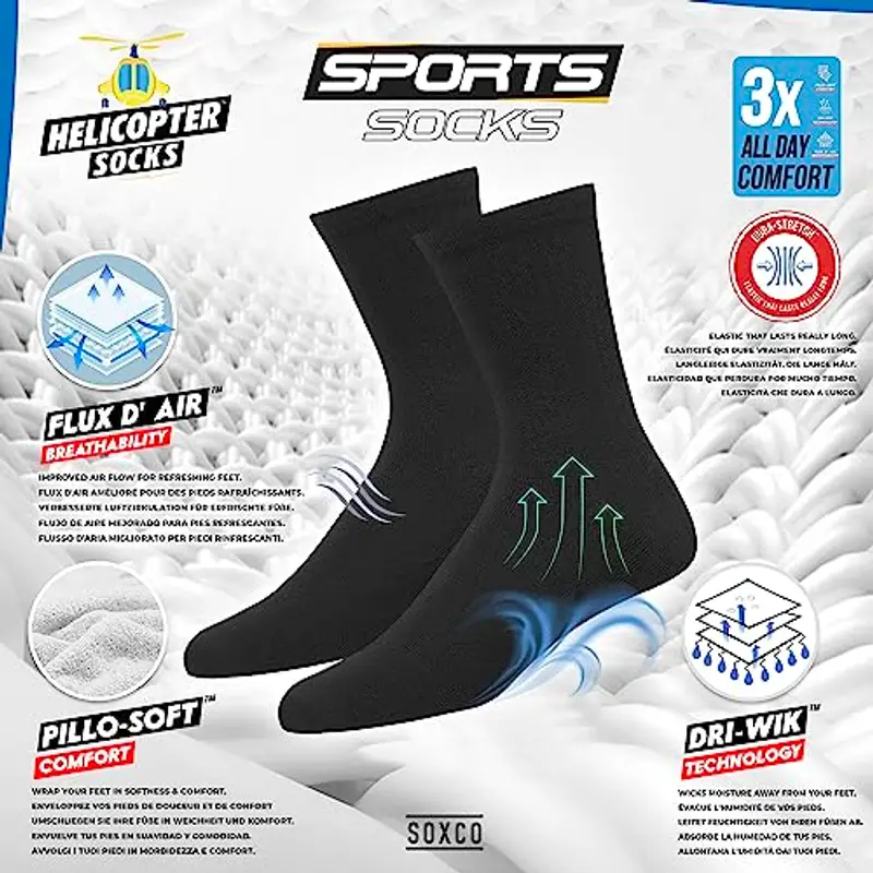 SOXCO 10 Paia Calzini Uomo Sportivi Spugna Running Trekking, Confezione da 10 miniatura 2