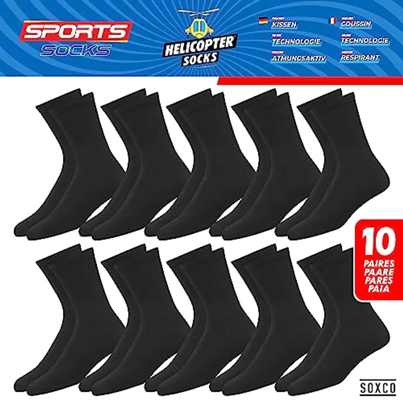SOXCO 10 Paia Calzini Uomo Sportivi Spugna Running Trekking, Confezione da 10 miniatura 3