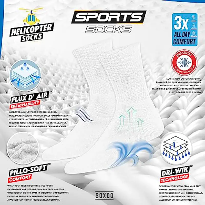 SOXCO 10 Paia Calzini Uomo Sportivi Spugna Running Trekking, Confezione da 10 miniatura 2