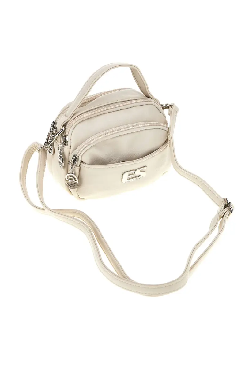 Borsa beige a mano con tracolla e zip multiple Emma spagnesi PU1808 [PANNA] miniatura 4