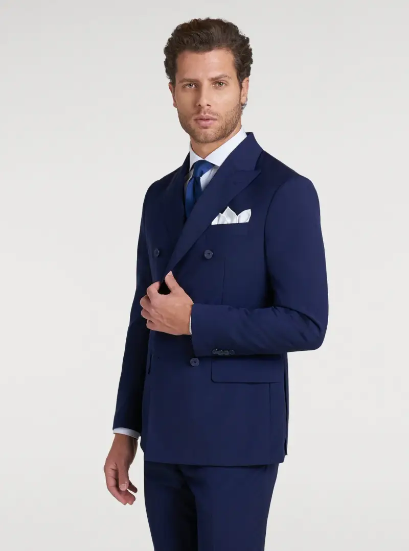 Abito doppiopetto in misto lana tela elastica