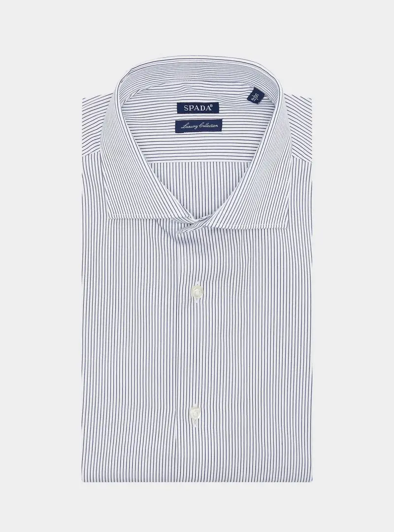 Camicia a righe collo francese in puro cotone