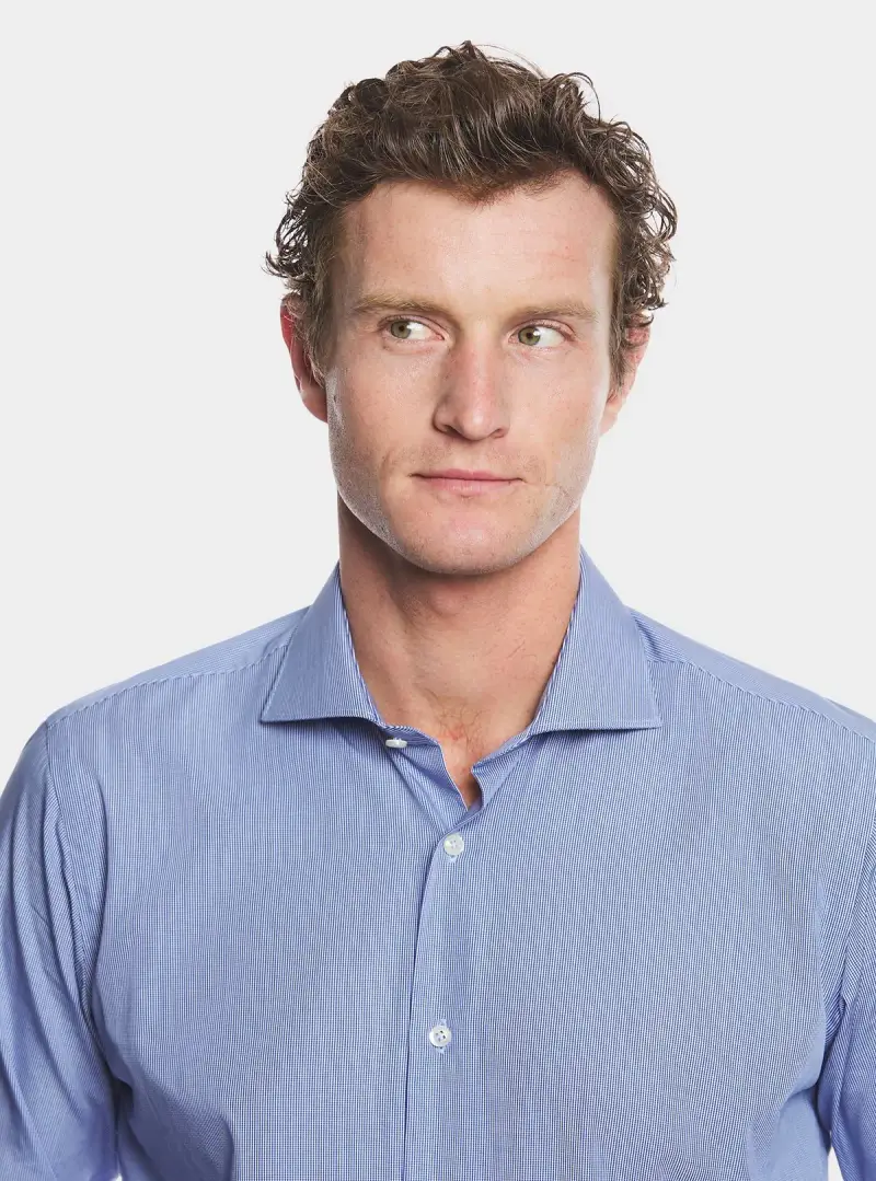 Camicia collo francese micro pied de poule