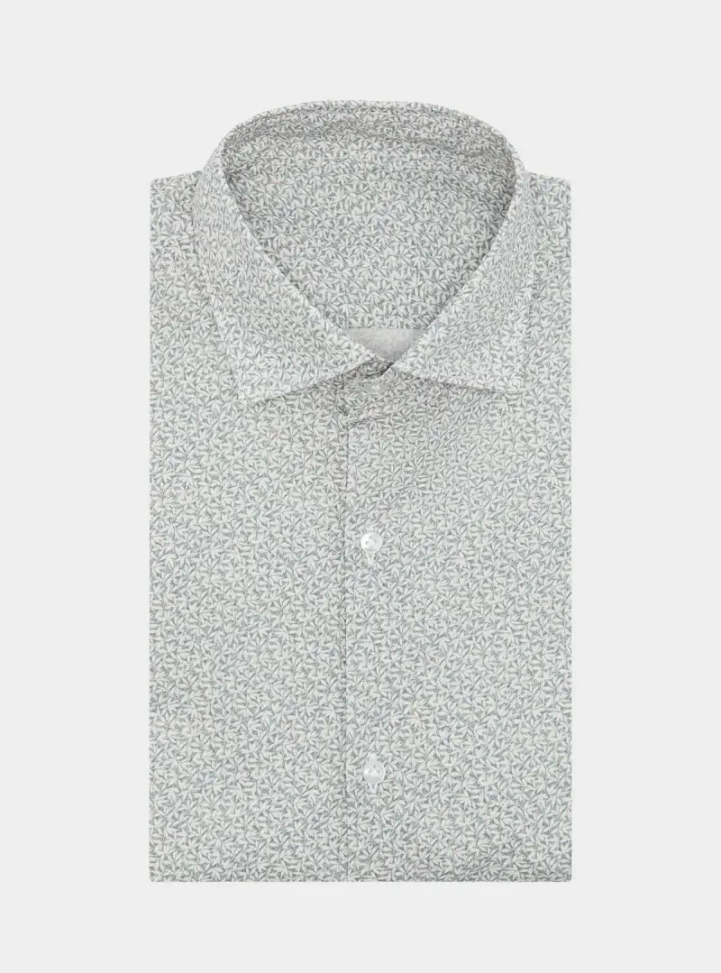 Camicia fantasia in puro cotone con collo francese